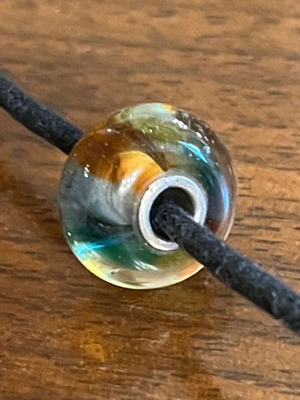 Trollbeads Green Rainbow Retired Glass Bracelet Bead - Picture 3 of 5